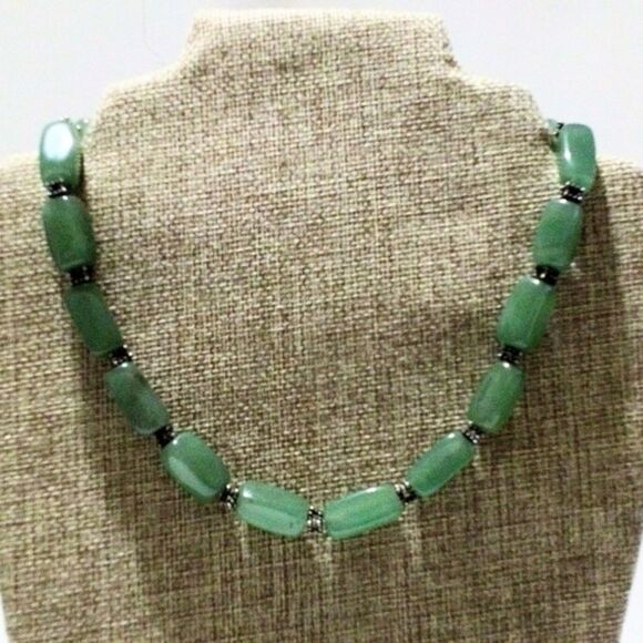 Chunky Green Aventurine Gemstone Beaded Necklace - Picture 1 of 6
